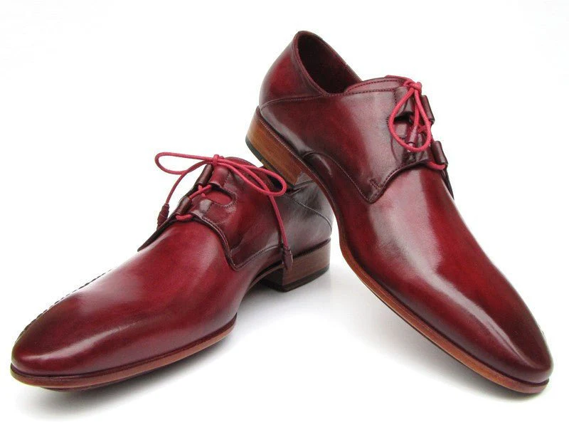Paul Parkman Men's Ghillie Lacing Side Handsewn Dress Shoes in Burgundy - Image 4