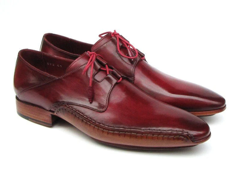Paul Parkman Men's Ghillie Lacing Side Handsewn Dress Shoes in Burgundy - Image 6