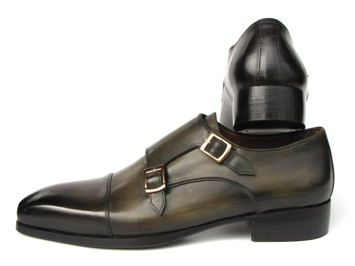 Paul Parkman Men's Goodyear Welted Double Monkstrap Shoes Green - Image 2