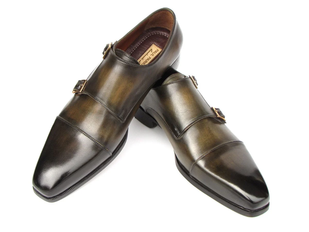 Paul Parkman Men's Goodyear Welted Double Monkstrap Shoes Green (ID#9468-GRN) - Image 3