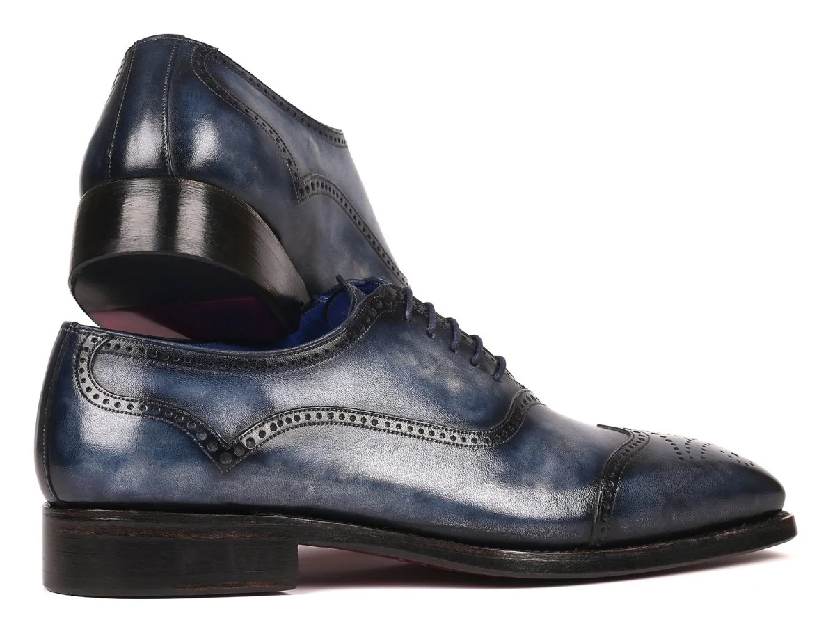 Paul Parkman Men's Goodyear Welted Oxford Shoes Navy (ID#094-NVY) - Image 3