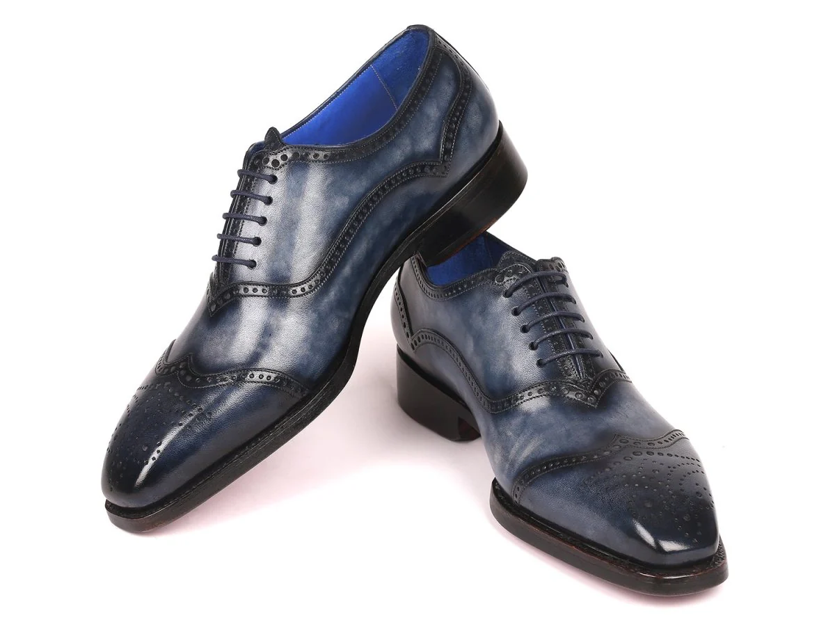 Paul Parkman Men's Goodyear Welted Oxford Shoes Navy (ID#094-NVY) - Image 5