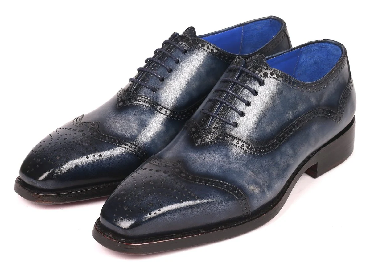 Paul Parkman Men's Goodyear Welted Oxford Shoes Navy (ID#094-NVY) - Image 6