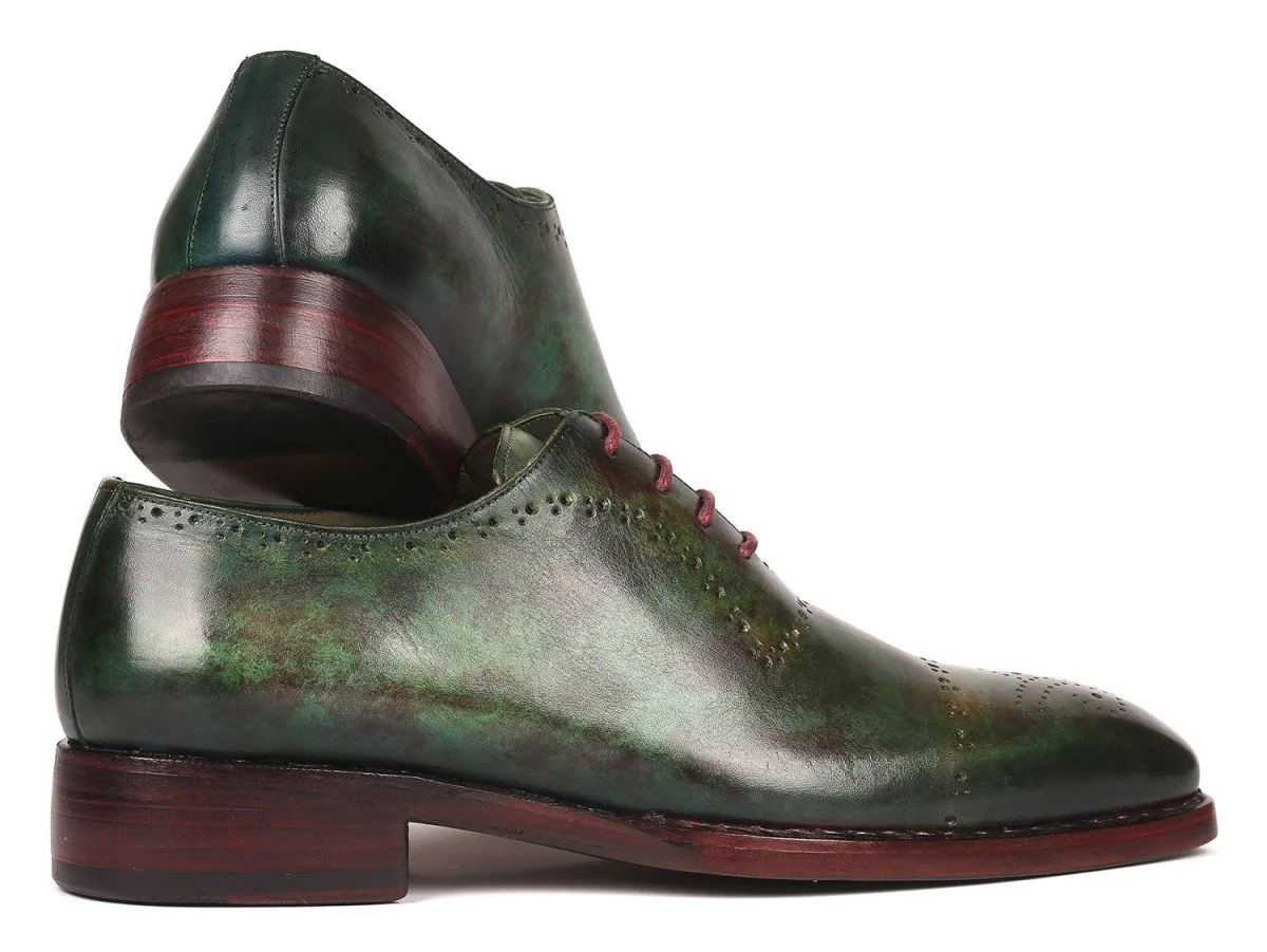 Paul Parkman Men's Goodyear Welted Oxfords in Green Marble Patina - Image 3