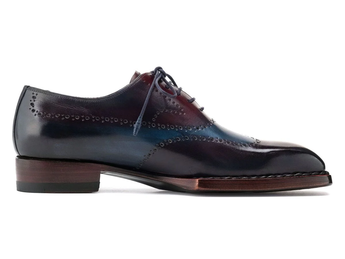 Paul Parkman Men's Goodyear Welted Wingtip Oxfords in Bordeaux and Blue - Image 2