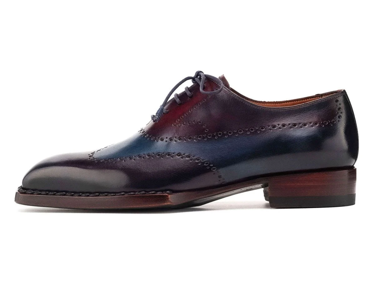 Paul Parkman Men's Goodyear Welted Wingtip Oxfords in Bordeaux and Blue - Image 6