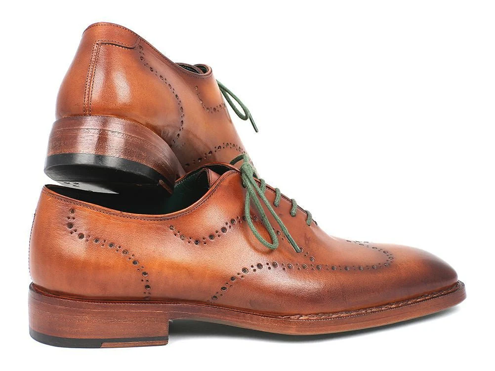 Paul Parkman Men's Goodyear Welted Wingtip Oxfords in Camel Brown - Image 2