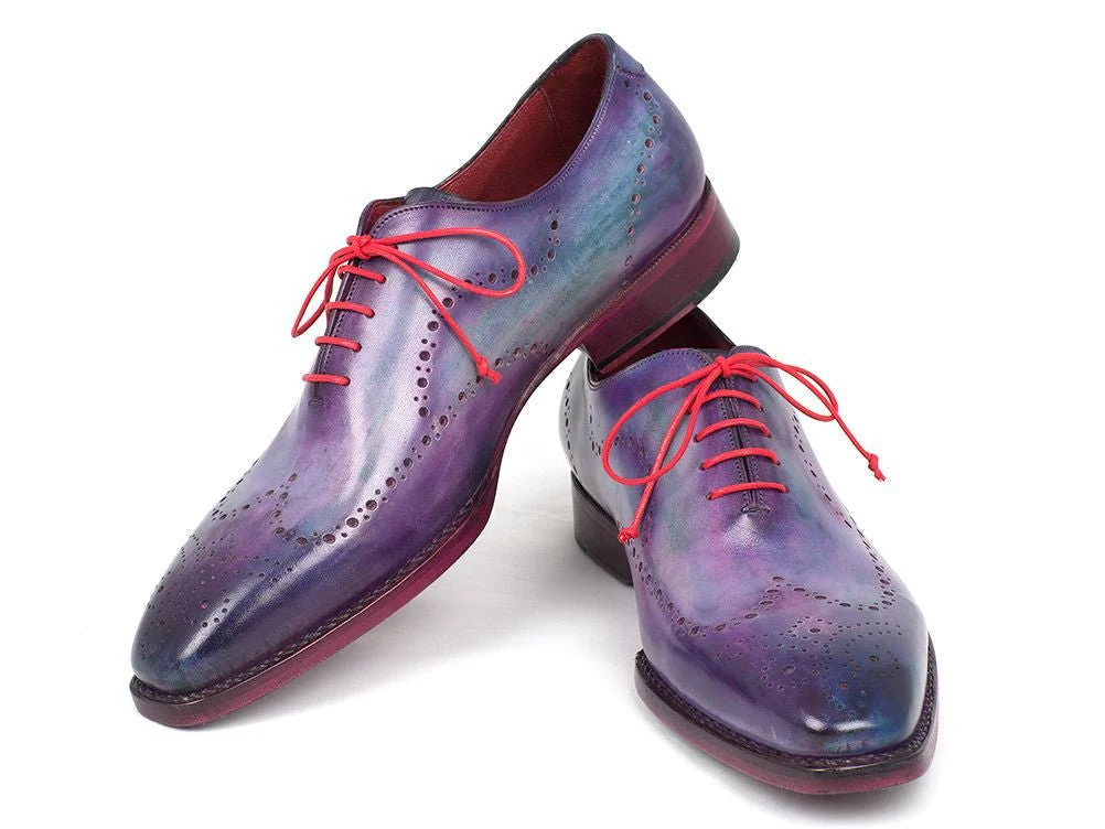 Paul Parkman Men's Goodyear Welted Wingtip Oxfords in Purple - Image 5