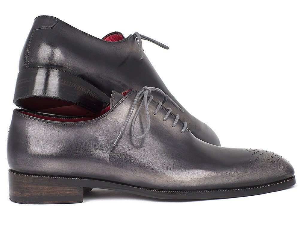 Paul Parkman Men's Gray and Black Wholecut Oxfords (ID#KR254GRY) - Image 6