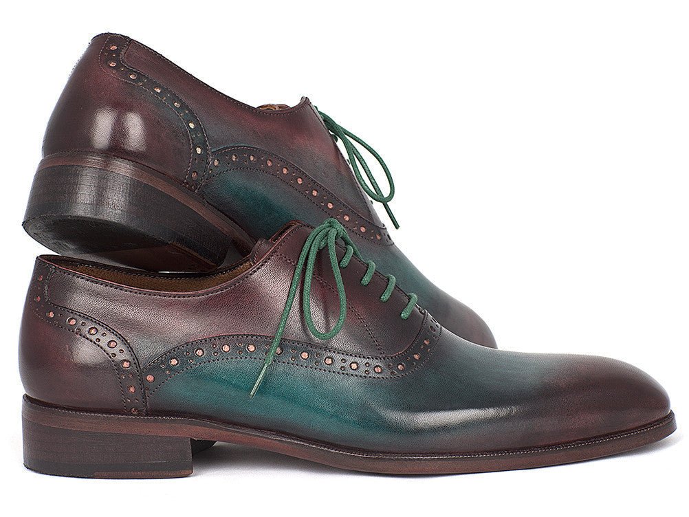 Paul Parkman Men's Green and Bordeaux Plain Toe Oxfords (ID#GH88BB) - Image 6