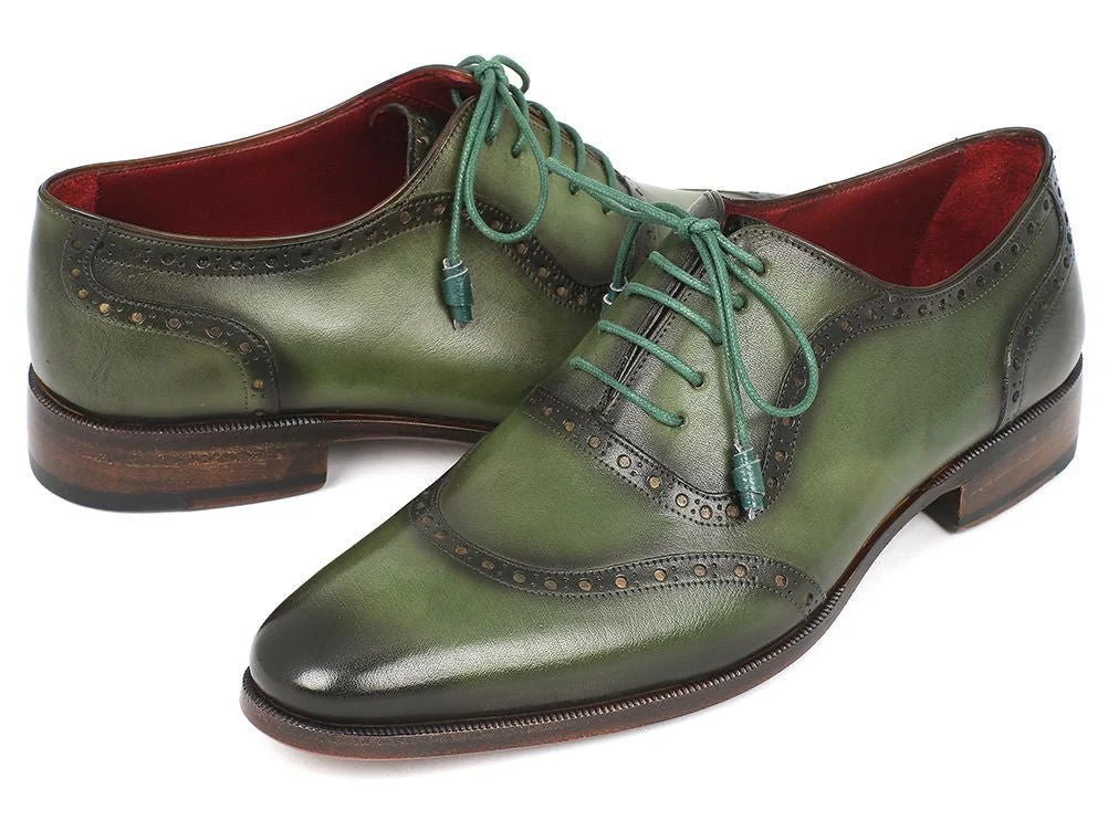 Paul Parkman Men's Green Calfskin Oxfords (ID#K78-GRN) - Image 2