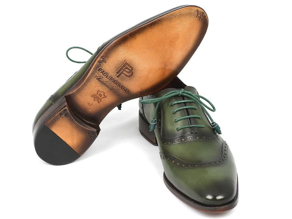 Paul Parkman Men's Green Calfskin Oxfords (ID#K78-GRN) - Image 3