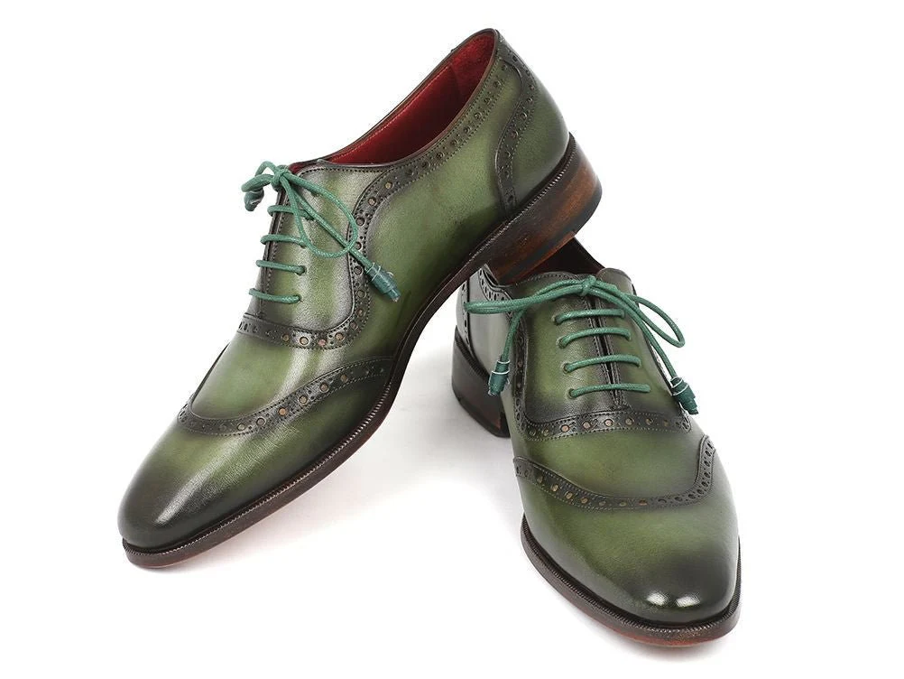 Paul Parkman Men's Green Calfskin Oxfords (ID#K78-GRN) - Image 4