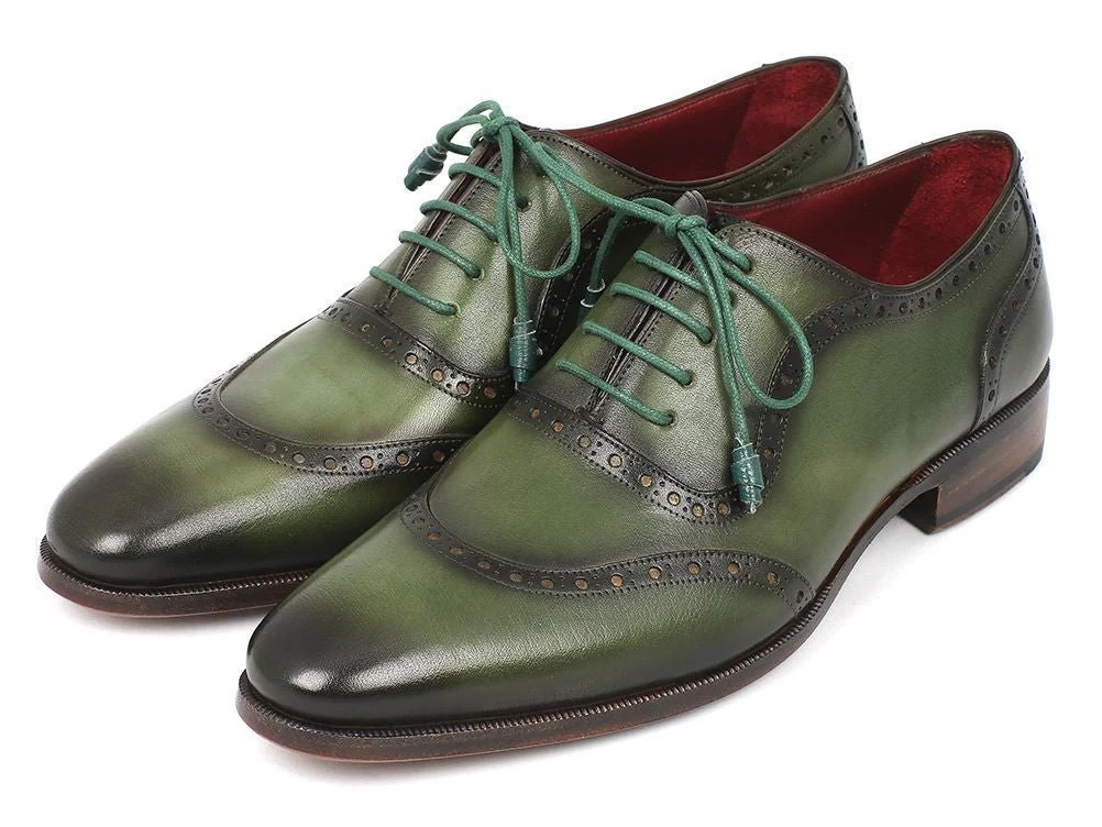 Paul Parkman Men's Green Calfskin Oxfords (ID#K78-GRN) - Image 5