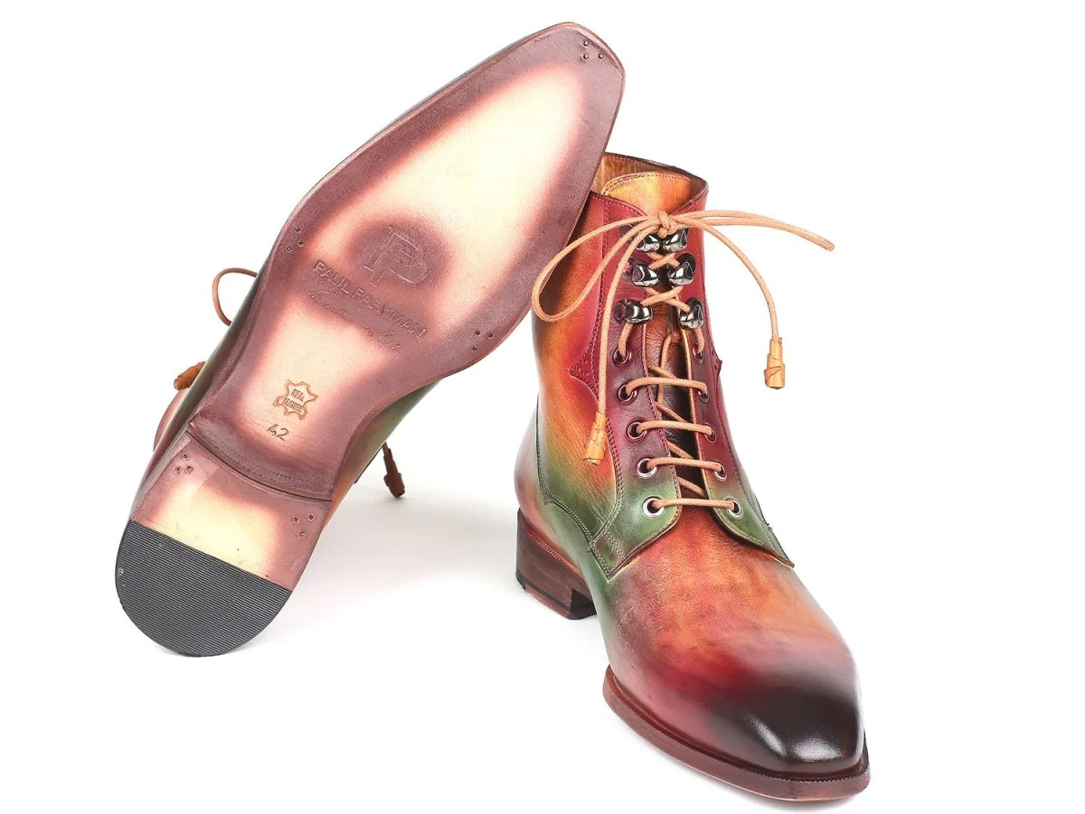 Paul Parkman Men's Green, Camel and Bordeaux Leather Boots (ID#BT533SPR) - Image 6