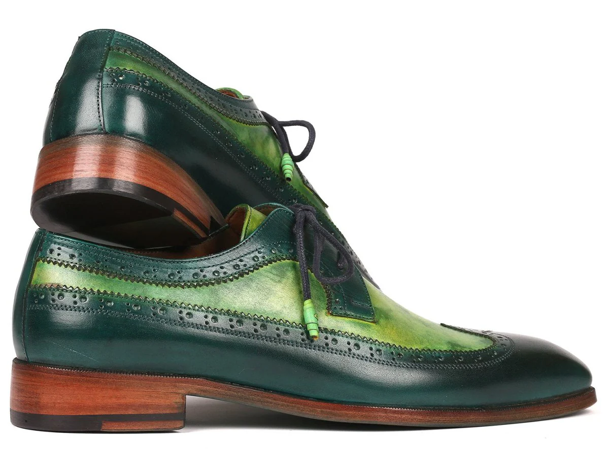 Paul Parkman Men's Green Dual Tone Wingtip Derby Shoes (ID#6931GRN) - Image 3