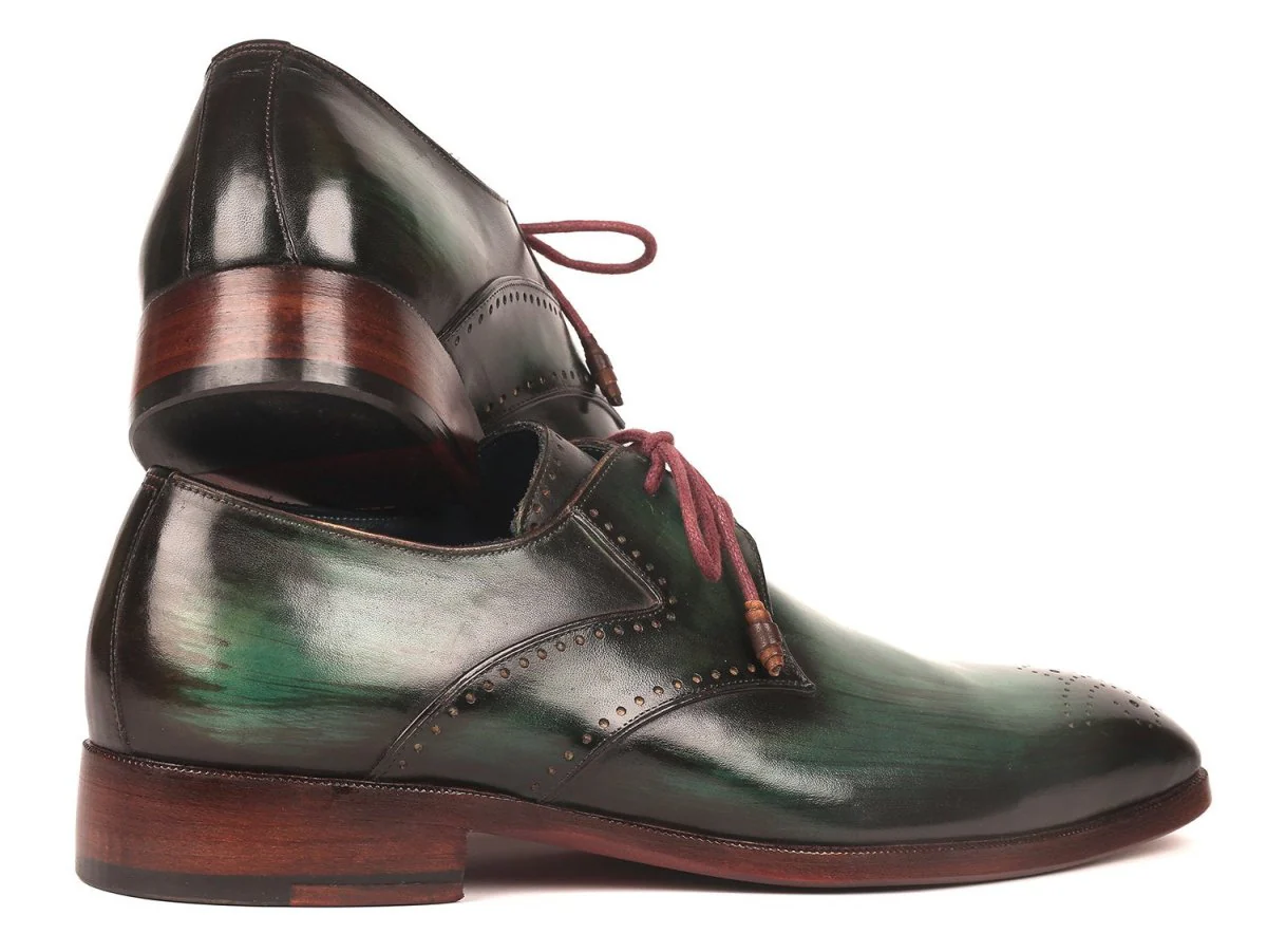 Paul Parkman Men's Green Medallion Toe Derby Shoes (ID#6584-GRN) - Image 3