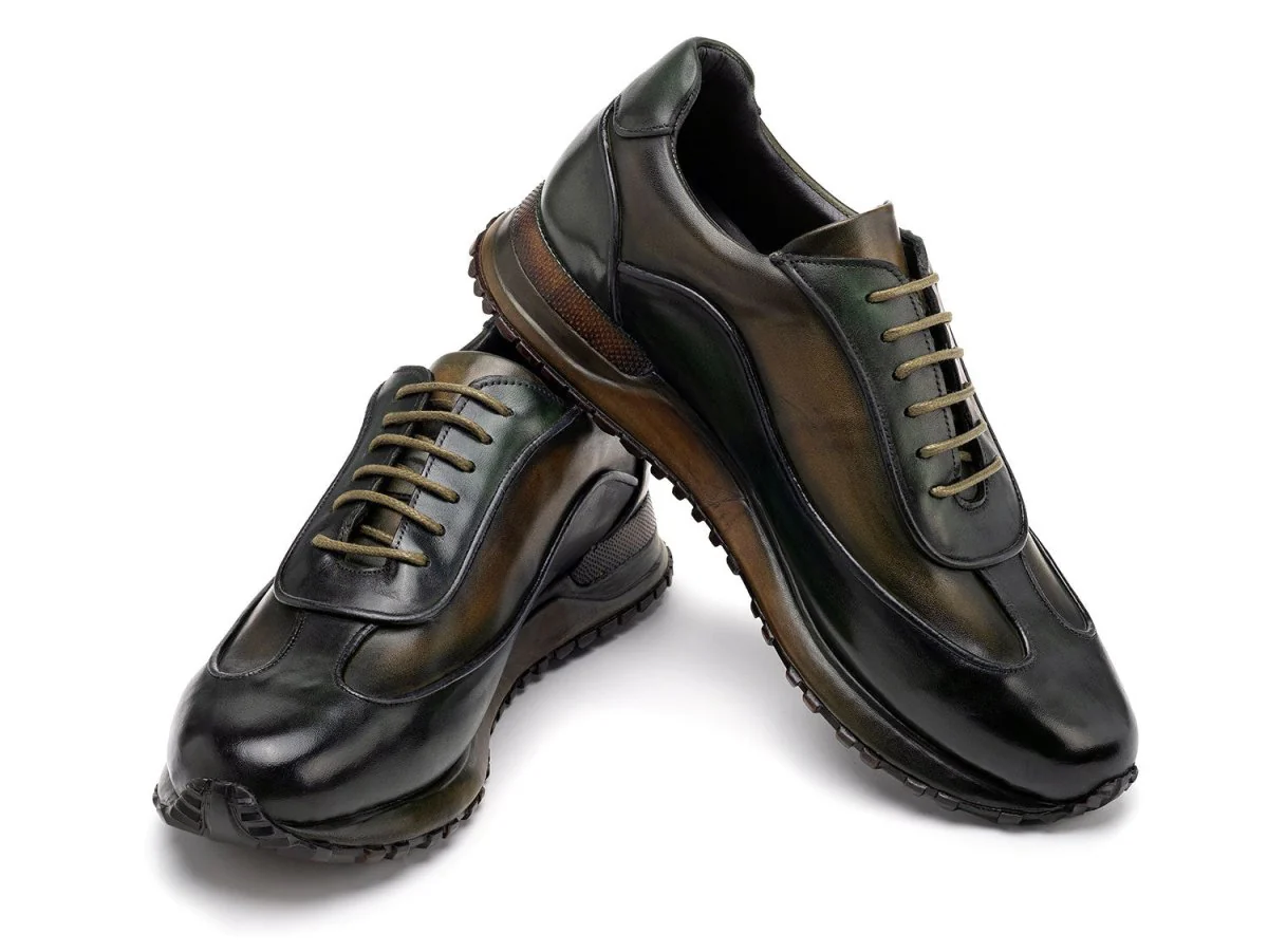 Paul Parkman Men's Green Patina Leather Sneakers (ID#LS406GRN) - Image 5