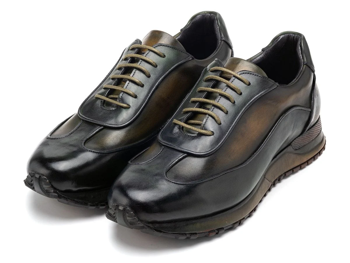 Paul Parkman Men's Green Patina Leather Sneakers (ID#LS406GRN) - Image 6