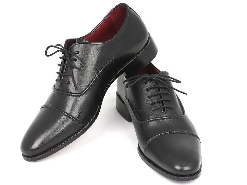 Paul Parkman Men's Hand-Painted Captoe Leather Oxfords in Black - Image 4