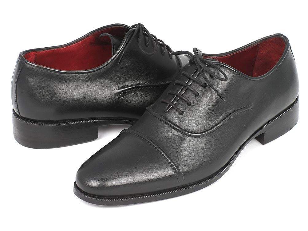 Paul Parkman Men's Hand-Painted Captoe Leather Oxfords in Black - Image 5