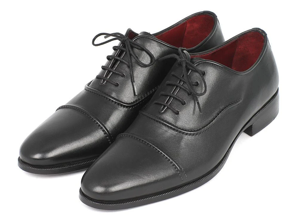 Paul Parkman Men's Hand-Painted Captoe Leather Oxfords in Black - Image 6