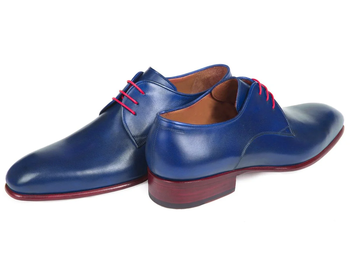 Paul Parkman Men's Hand-Painted Derby Shoes in Blue - Image 2