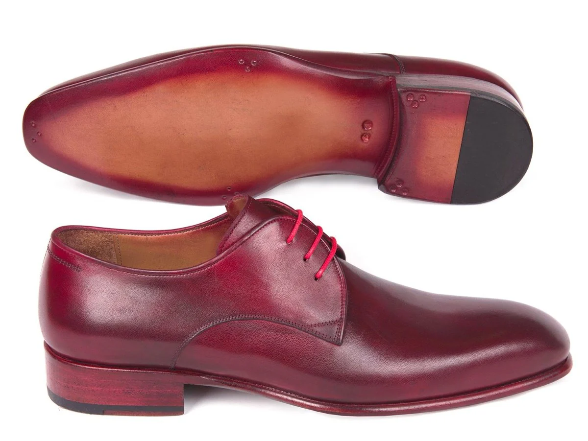Paul Parkman Men's Hand-Painted Derby Shoes in Burgundy - Image 2