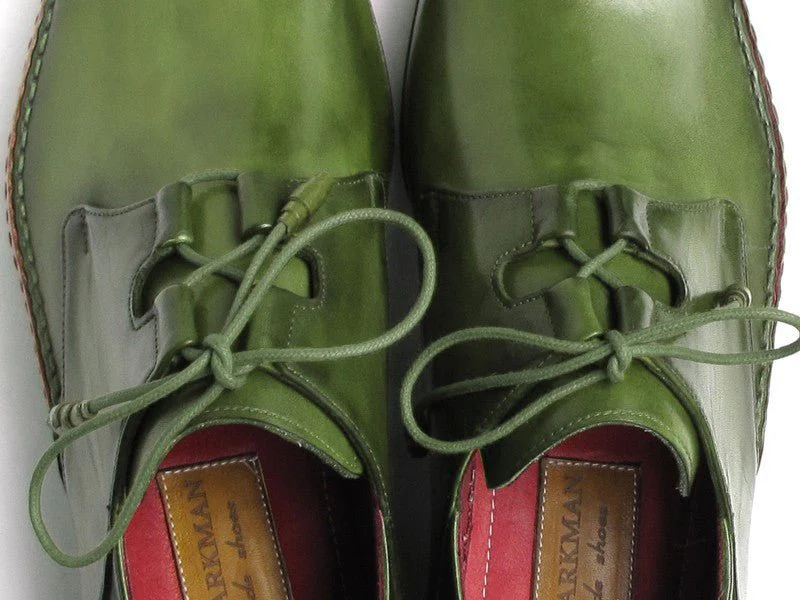 Paul Parkman Men's Hand-Painted Ghillie Lacing Side Dress Shoes in Green - Image 6