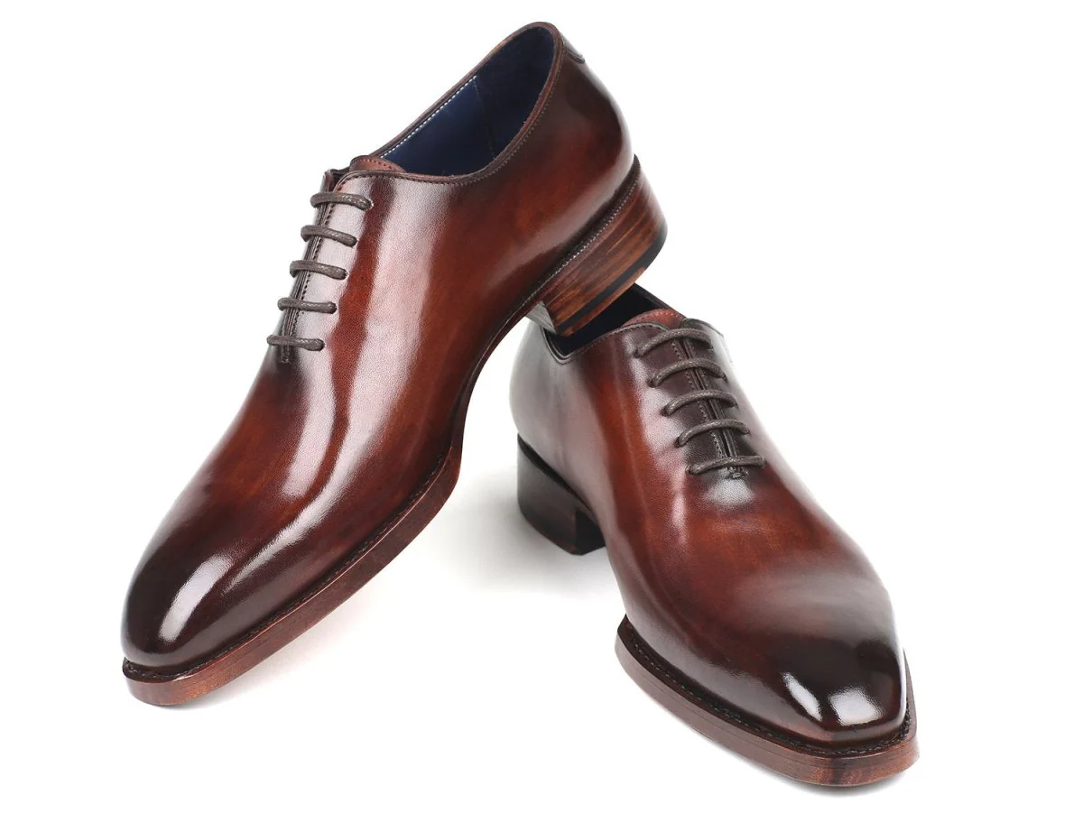 Paul Parkman Men's Hand-Painted Goodyear Welted Wholecut Oxfords in Brown - Image 2