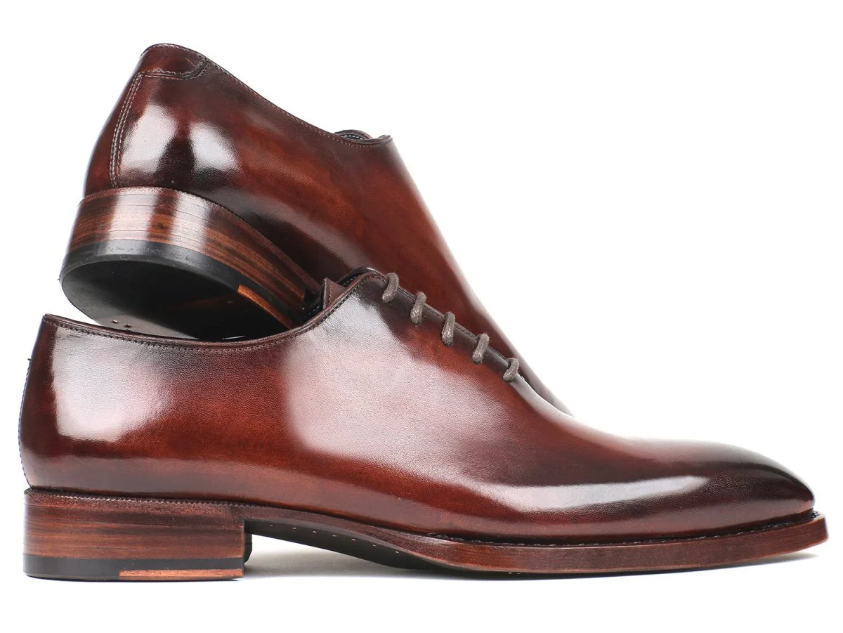 Paul Parkman Men's Hand-Painted Goodyear Welted Wholecut Oxfords in Brown - Image 3