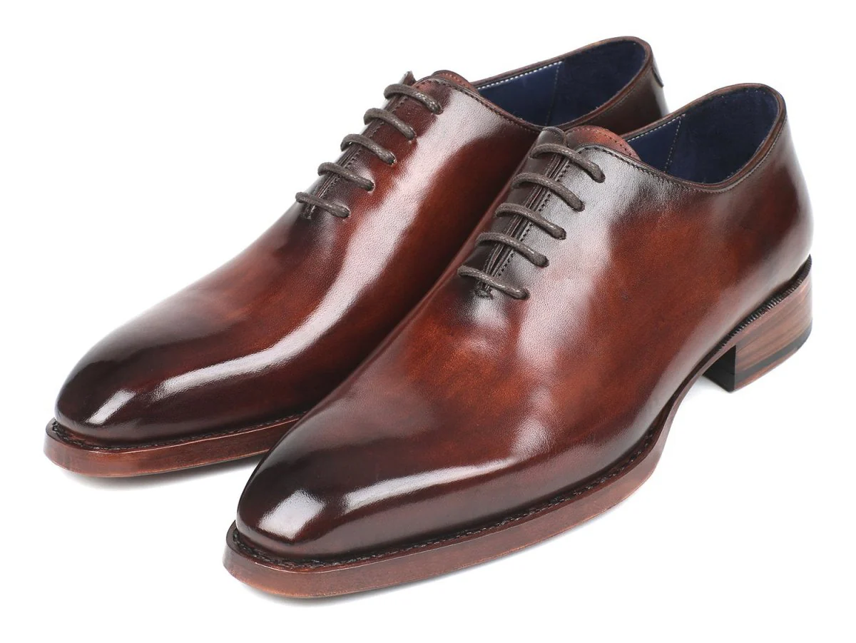 Paul Parkman Men's Hand-Painted Goodyear Welted Wholecut Oxfords in Brown - Image 5