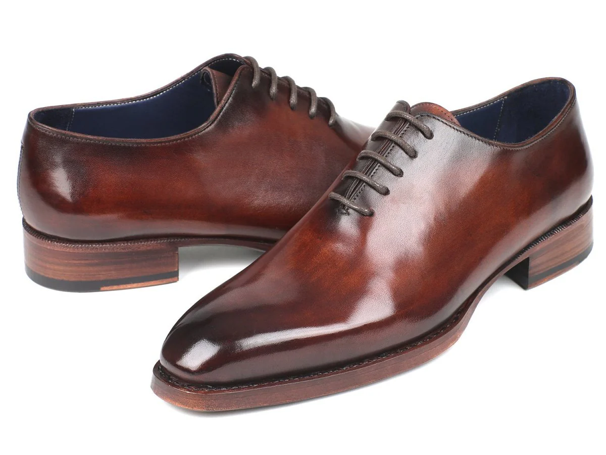 Paul Parkman Men's Hand-Painted Goodyear Welted Wholecut Oxfords in Brown - Image 6