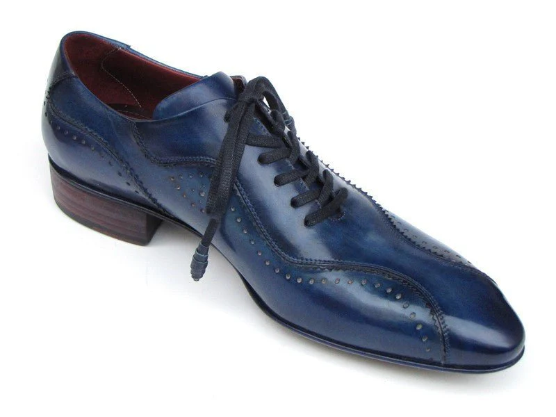 Paul Parkman Men's Hand-Painted, Handmade Lace-Up Casual Shoes in Blue - Image 4