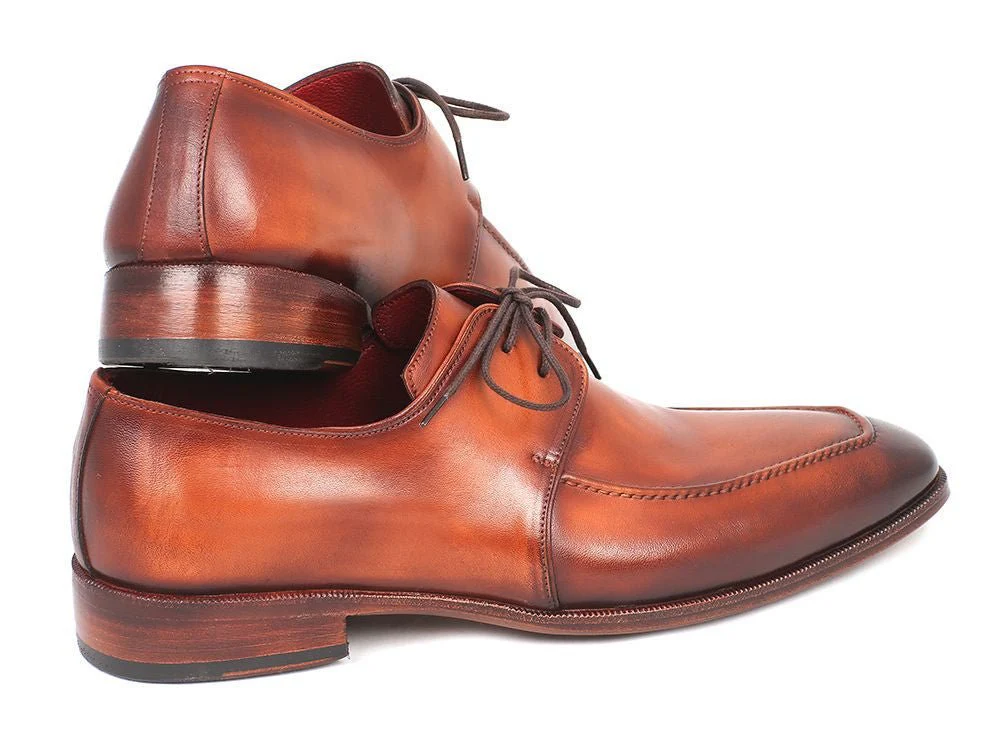 Paul Parkman Men's Hand-Painted Leather Apron Derby Shoes in Brown - Image 3