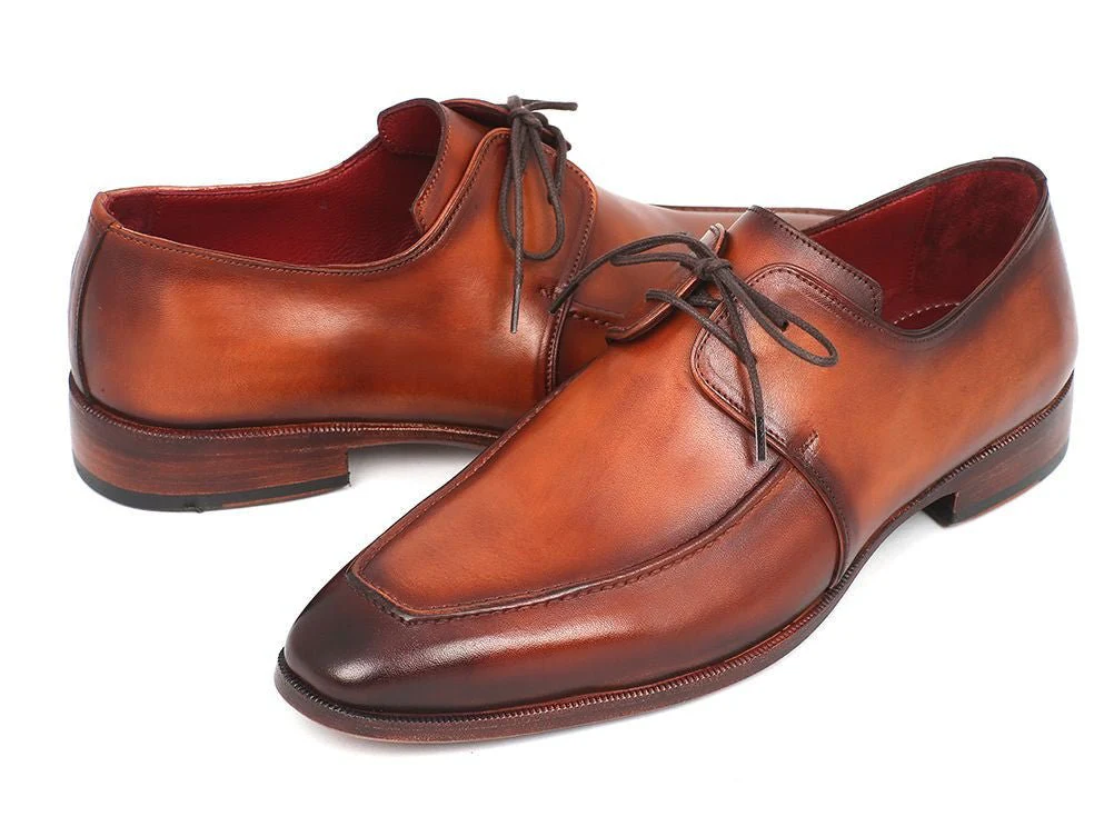 Paul Parkman Men's Hand-Painted Leather Apron Derby Shoes in Brown - Image 4
