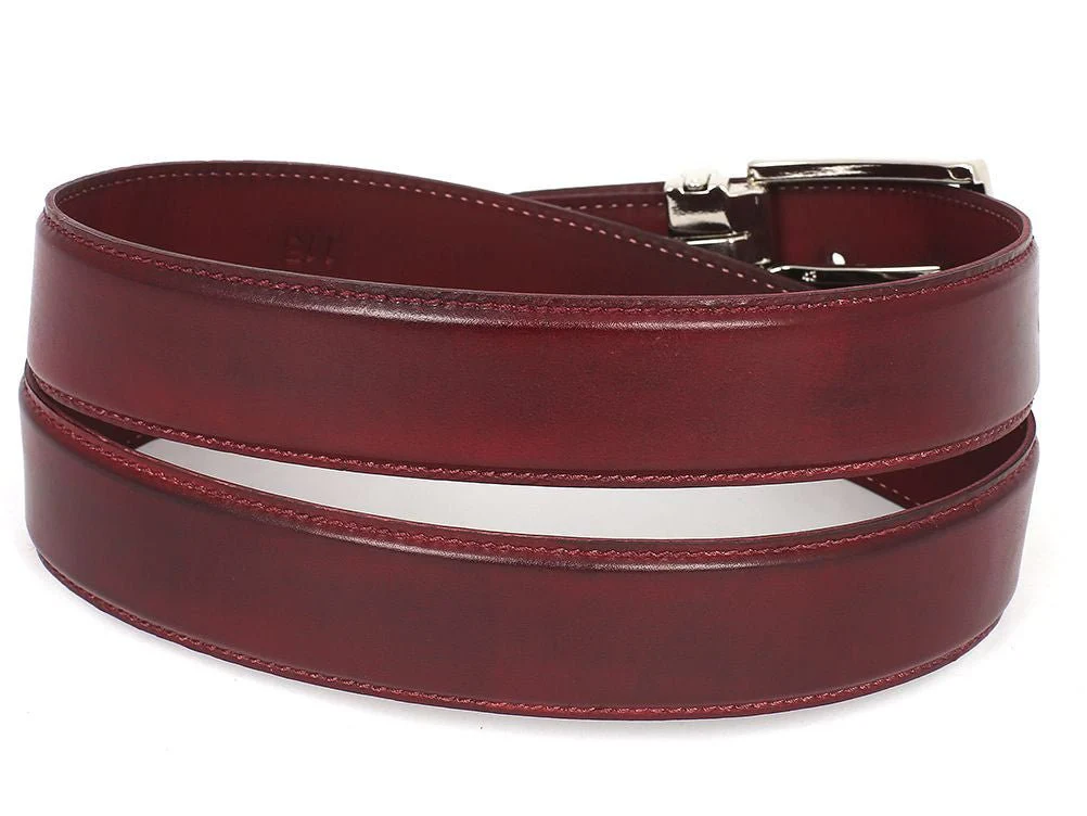 Paul Parkman Men's Hand-Painted Leather Belt in Bordeaux - Image 2