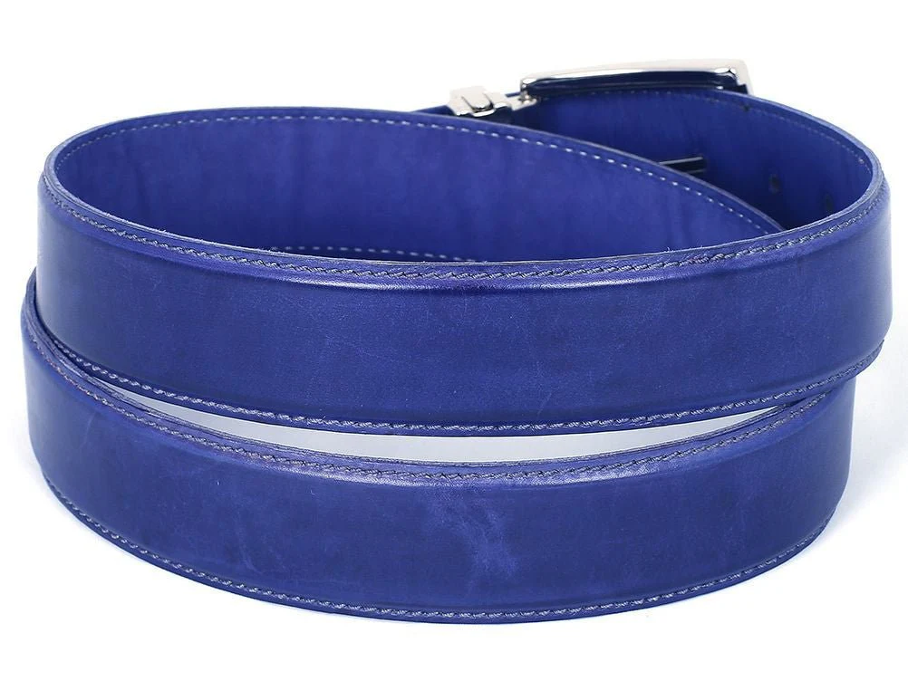 Paul Parkman Men's Hand-Painted Leather Belt in Cobalt Blue - Image 2