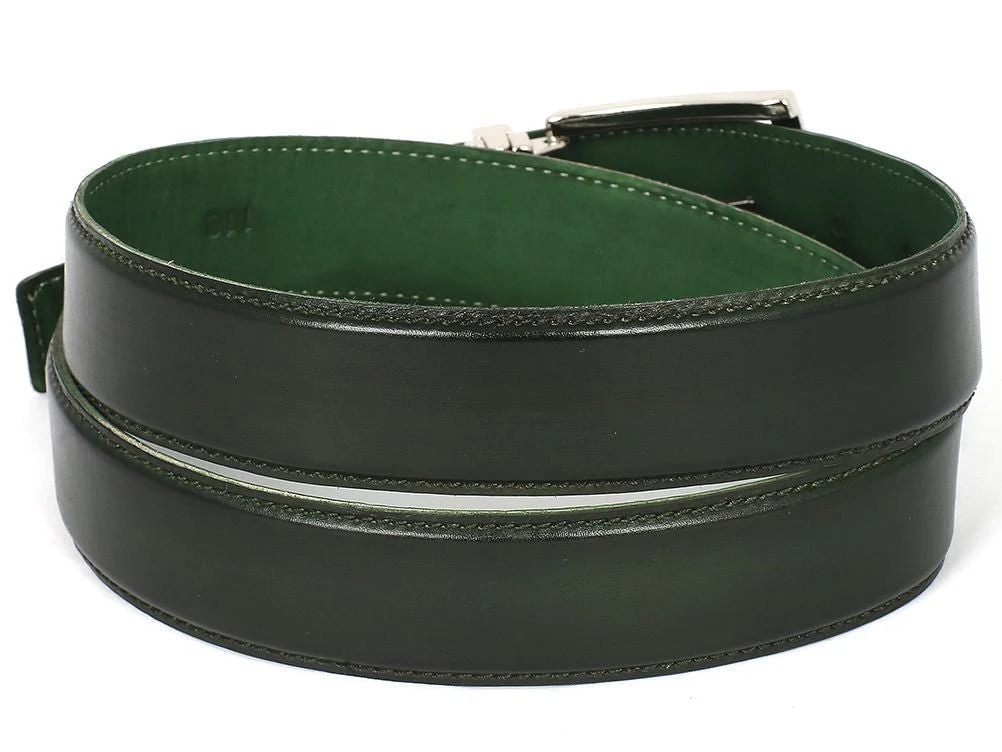Paul Parkman Men's Hand-Painted Leather Belt in Dark Green - Image 2