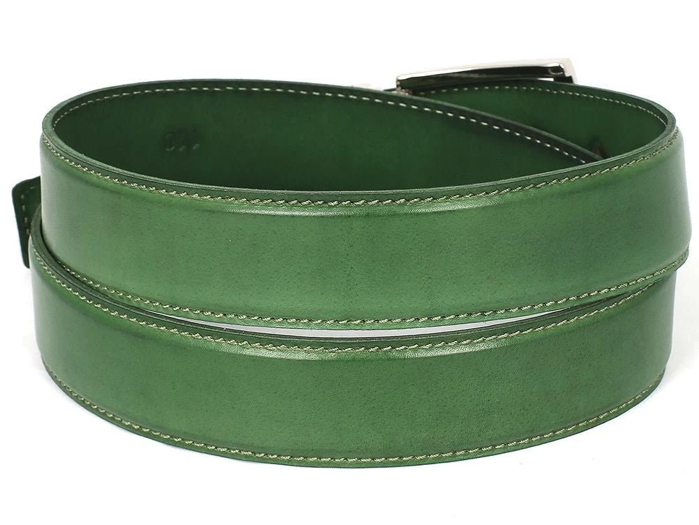 Paul Parkman Men's Hand-Painted Leather Belt in Green - Image 2
