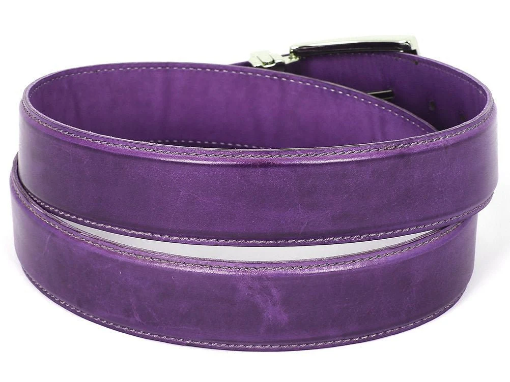 Paul Parkman Men's Hand-Painted Leather Belt in Purple - Image 2