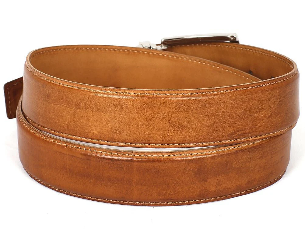 Paul Parkman Men's Hand-Painted Leather Belt in Tobacco - Image 2