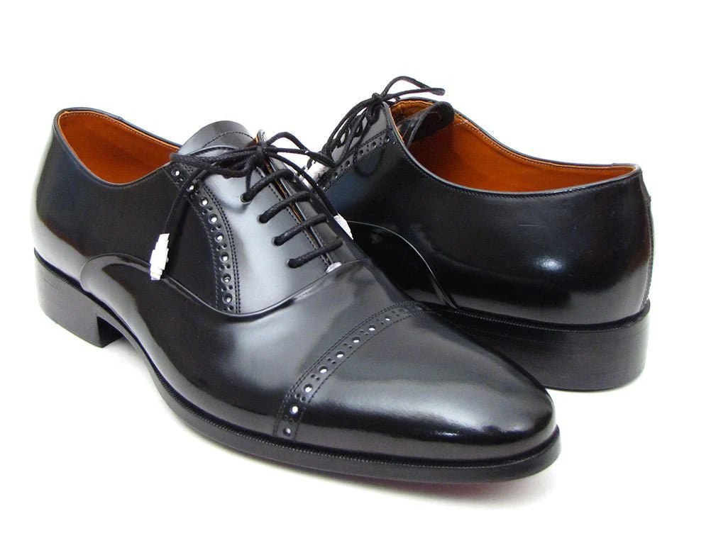 Paul Parkman Men's Hand-Painted Leather Captoe Oxfords in Black - Image 2