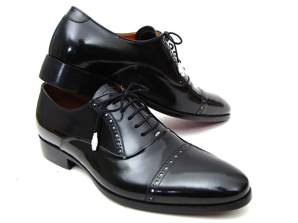 Paul Parkman Men's Hand-Painted Leather Captoe Oxfords in Black - Image 3