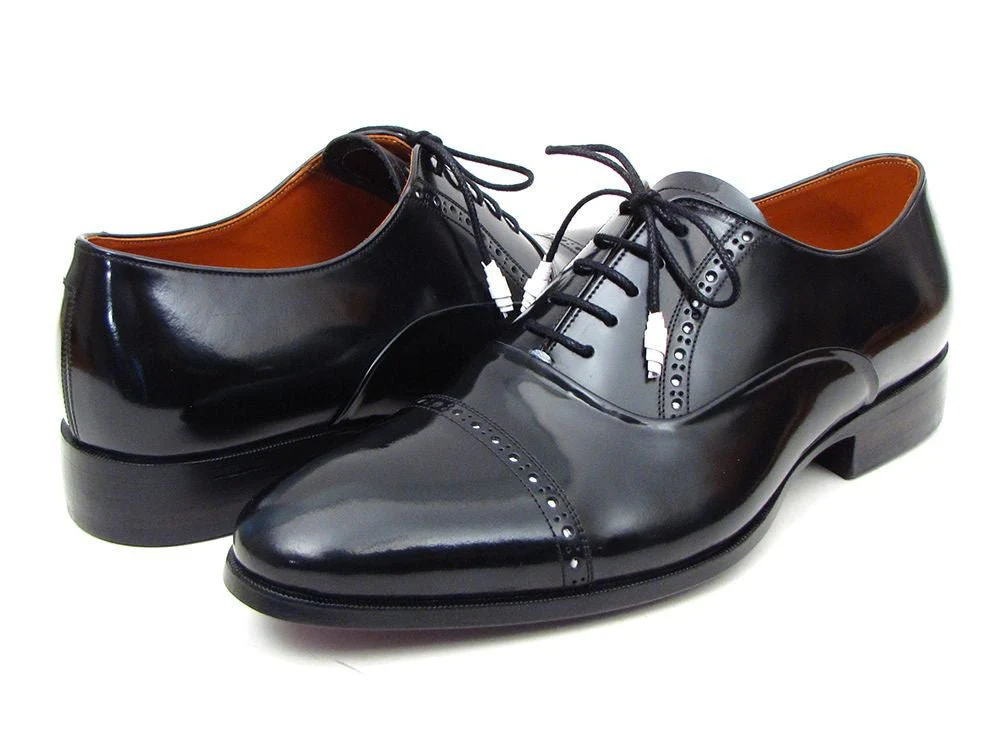 Paul Parkman Men's Hand-Painted Leather Captoe Oxfords in Black - Image 4