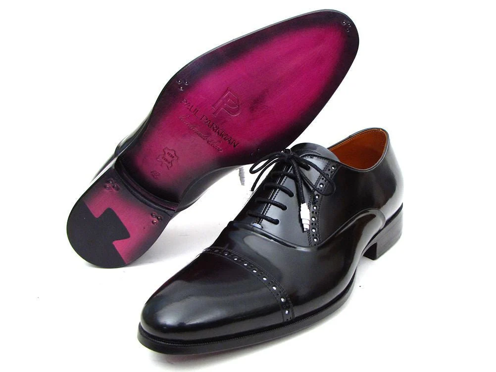 Paul Parkman Men's Hand-Painted Leather Captoe Oxfords in Black - Image 5