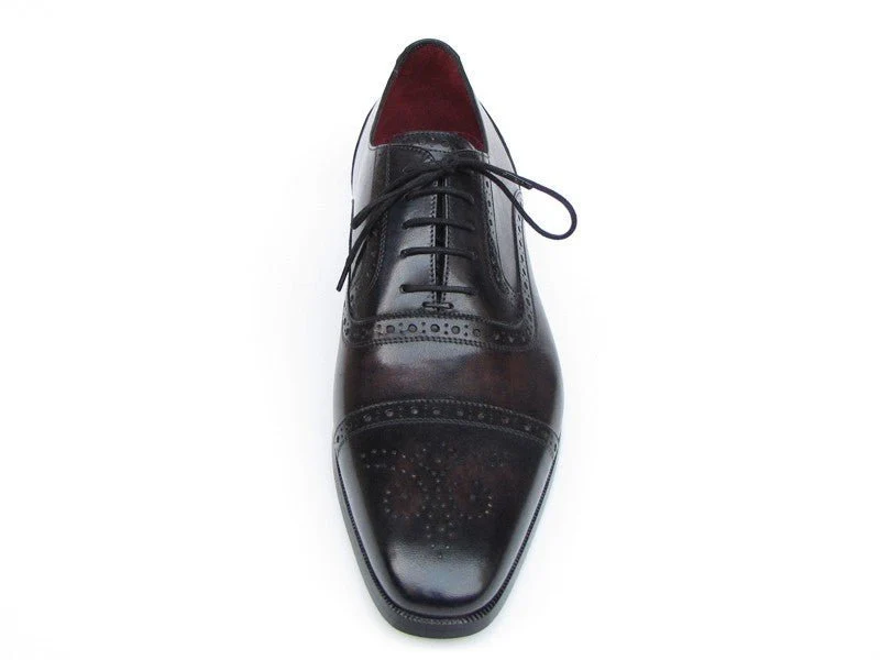 Paul Parkman Men's Hand-Painted Leather Captoe Oxfords in Bronze and Black - Image 3