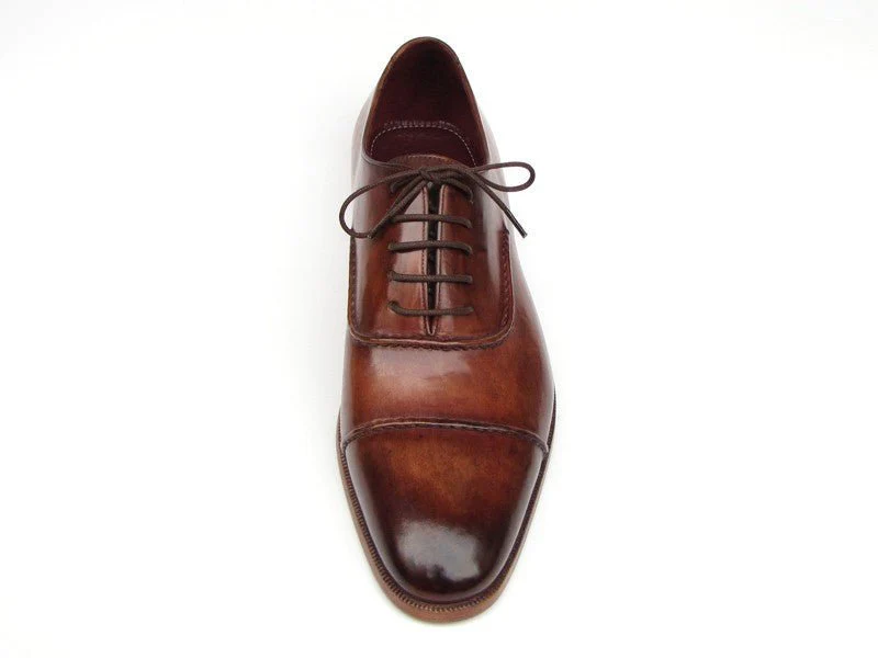 Paul Parkman Men's Hand-Painted Leather Captoe Oxfords in Brown - Image 3