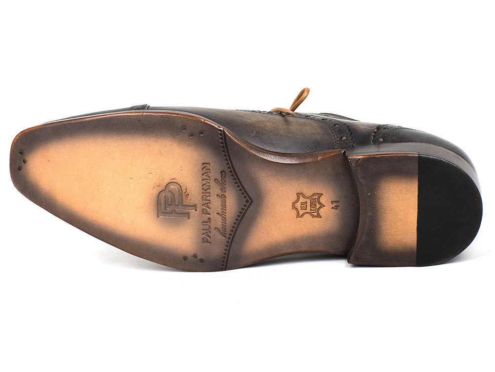 Paul Parkman Men's Hand-Painted Leather Captoe Oxfords in Gray - Image 3
