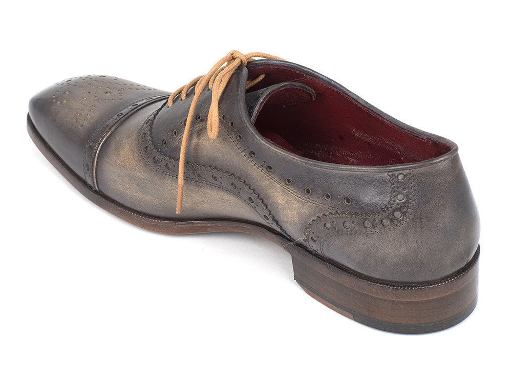Paul Parkman Men's Hand-Painted Leather Captoe Oxfords in Gray - Image 4